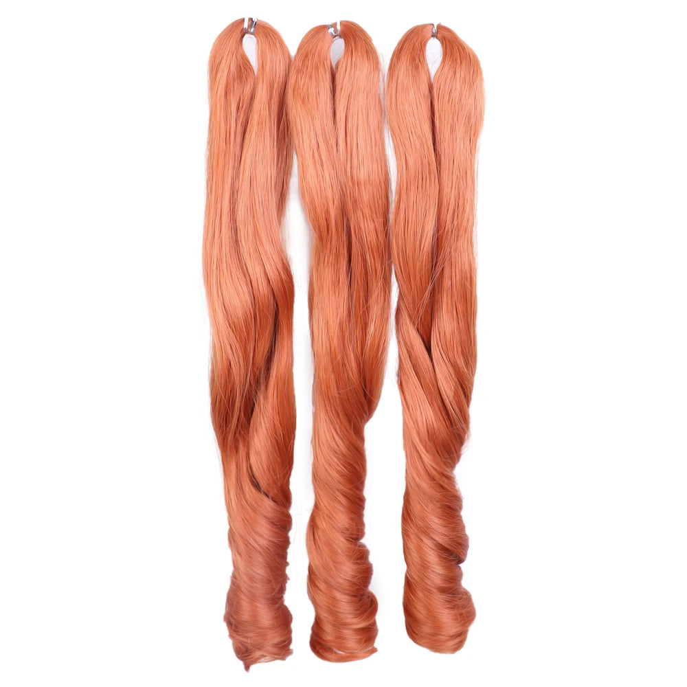 18 Inch French Curly Crochet Braiding Hair Synthetic Blonde Loose Wave Braids Hair Spiral Curls Hair Extensions