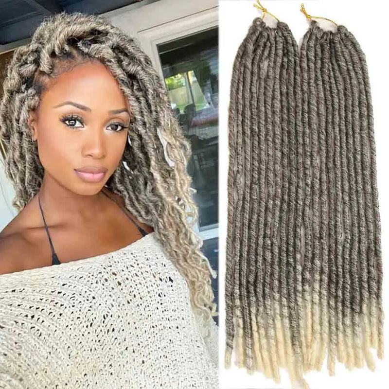 Dreadlocks Hair Synthetic Faux Locs Crochet Braids Ombre Color