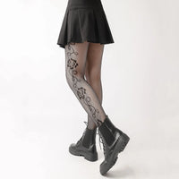 Japanese Lolita Retro Floral Rattan White Hosiery Hot Tights Classic Lolita Hollowed Out Lace Mesh Stockings Bottomed Pantyhose