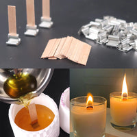 30pcs Wooden Candle Wicks Candle Making Set Wicks with Clip Base  Naturally Smokeless Wood Core for DIY Candle Jar Making Tools