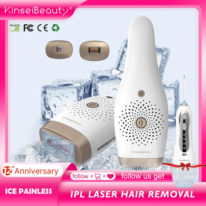 Electric IPL Hair Remove Epilator Ice Cooling At-home IPL Hair Removal System 3 Replaceable Lens 500,000 Flashes For Woman Man
