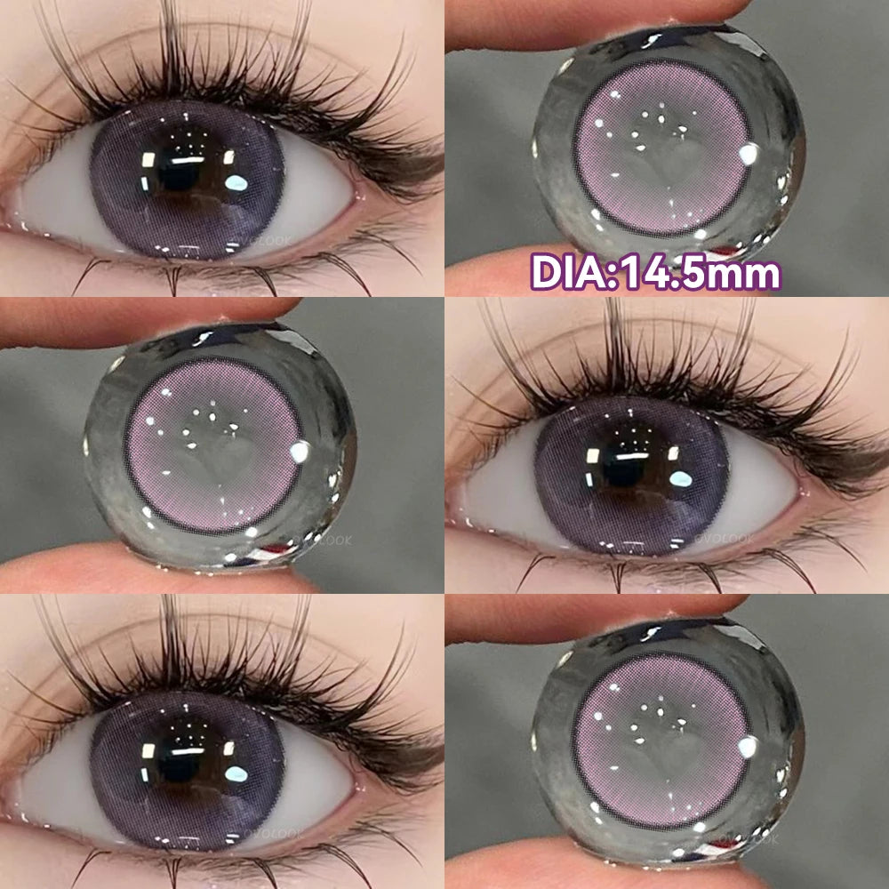 1 Pair Myopia Fashion Lens Prescription Colored Contact Lenses Beauty Pupils Purple Eye Lenses Blue Eye Color Lenses OVO