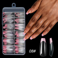 120PCS Acrylic French Press On Nails Medium Square Full Cover Nail Tips – Mixed Sizes, Removable False Nails