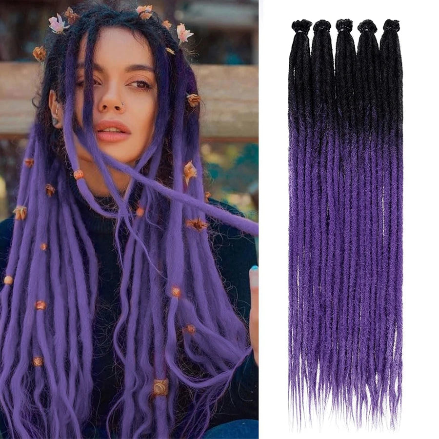 24 Inch Synthetic Dreadlock Extensions – 5 Strands/Pack Handmade Crochet Hair