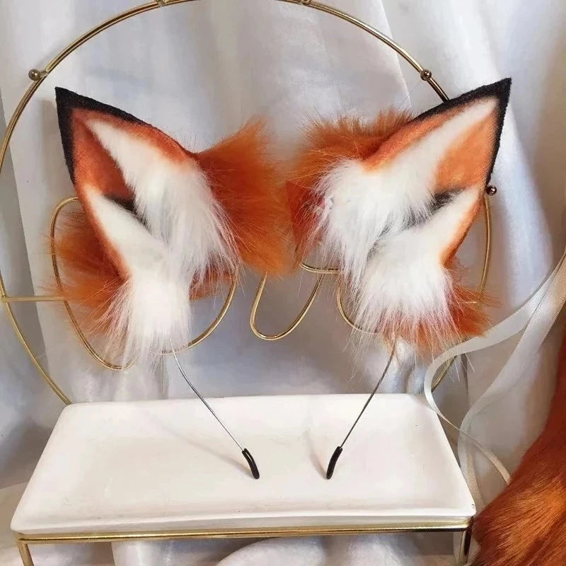 New Red Fox Anime Beast Ear Beast Tail Wolf Ear Cat Ear Headband Custom COSPLAY Hand Made LOL Golden Fox Ears Hair Accessories