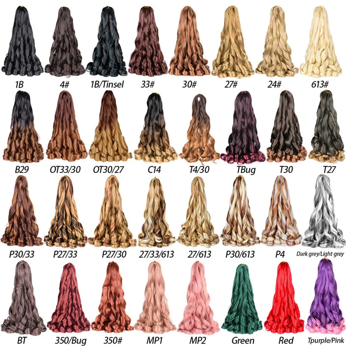 French Curl Braids Hair 22“Loose Wave Bouncy Synthetic Spiral Curls Braiding Hair Extensions Ombre Pre Stretched Hair For Women