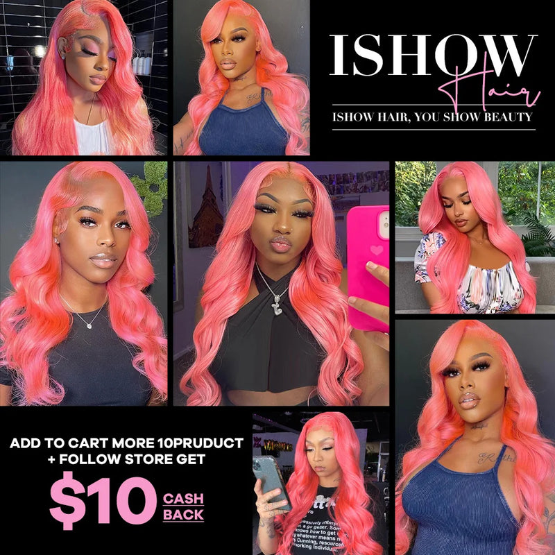Glueless Pink Wig 13x4 13x6 HD Transparent Lace Front Wig Body Wave Lace Wigs For Women 613 Colored Lace Front Human Hair Wigs