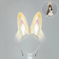 Furry Bunny Ears Headband Lolita Realistic Tail Set Cute Plush Cosplay Animal Tail Props Party Animal Tails Cosplay Costume