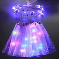 ライトアップグロー LED ガールキッズ女性スターチュチュスカート仮装パーティーバレエフラワークラウンリースヘッドバンドクリスマス