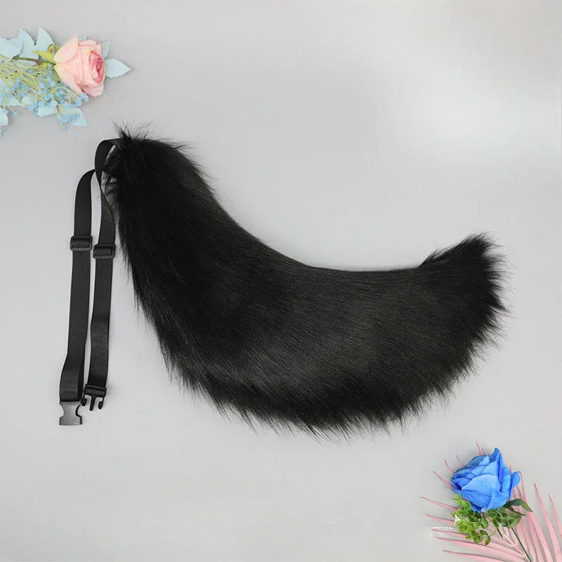 Fluffy Handmade Cute Lolita Plushy Dog Cat Fox Tail Girl Plush Tails Belt Cat Ear Anime Performance Cosplay Accessories Kid Gift