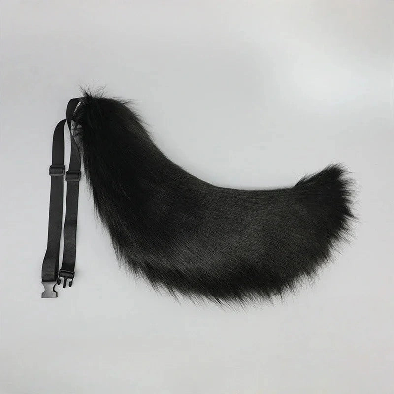 Plush Cosplay Tail – Soft Faux Fur Animal Tail with Adjustable Belt for Adults
