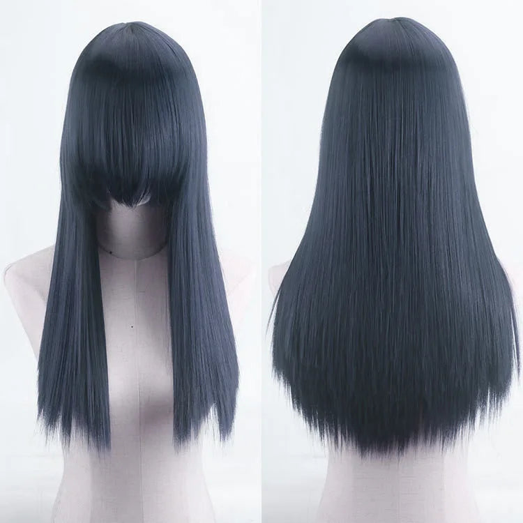 Cosplay Synthetic Wig 60cm Long Straight Curly Hairpiece Thickened High Temp Fiber Rainbow Color Rose Cap Party Halloween