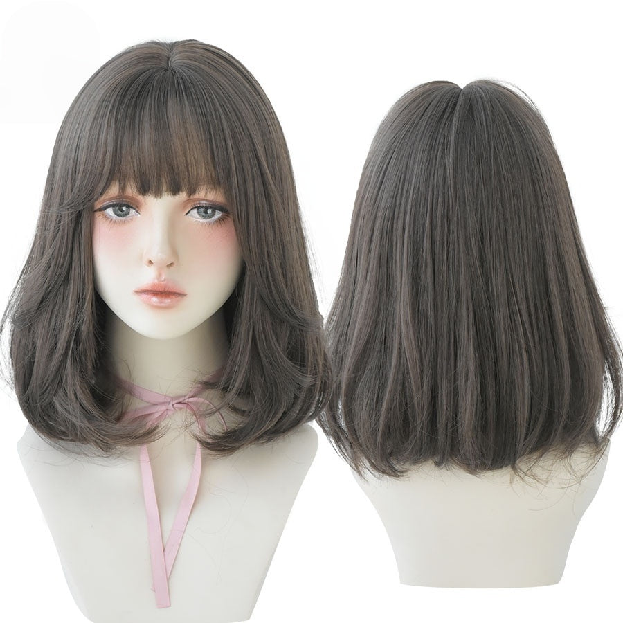 Short Black Bob Wig with Bangs – Synthetic Heat-Resistant Daily Wear Wig