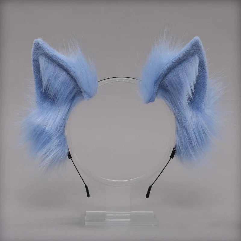 Plush Cat Ears Realistic Lolita Headband Cat Tail Cosplay Accessories Hand-made Simulation Animal Ears Halloween Headwear Kawaii