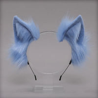 Plush Cat Ears Realistic Lolita Headband Cat Tail Cosplay Accessories Hand-made Simulation Animal Ears Halloween Headwear Kawaii