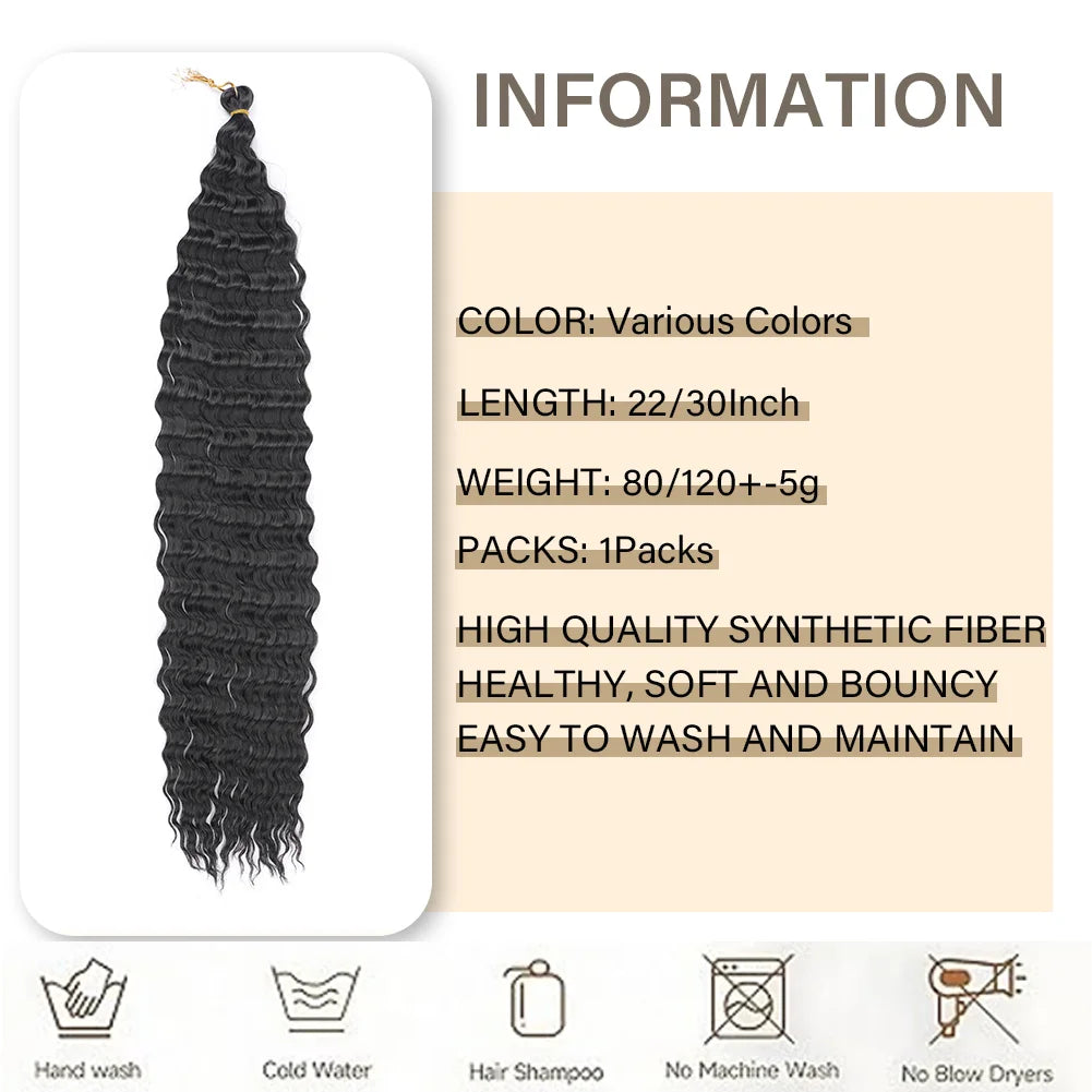 Deep Wave Crochet Hair Synthetic Passion Twist Braiding Hair Extension Afro Curls Water Wave Deep Twist Braid Hair Ocean Wave