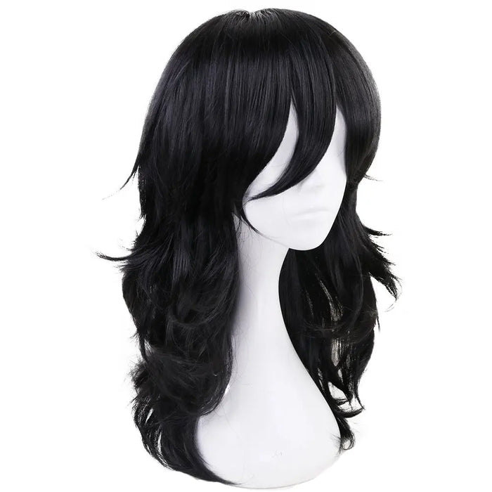 Cosplay Wig Long Wavy Bangs Synthetic Hair Black Wigs For Women Men Dress Up Wig For Anime Costume Party Wig For Halloween Wig
