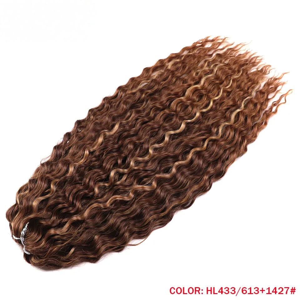 24 Inch Water Wave Crochet Braiding Hair Pink Blonde Synthetic Hair Extensions for Black Women