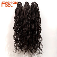 24inch 300g/3pcs Ombre Pink Orange Red Crochet Hair Extensions Total Heat Resistant Synthetic Wavy Braiding Hair