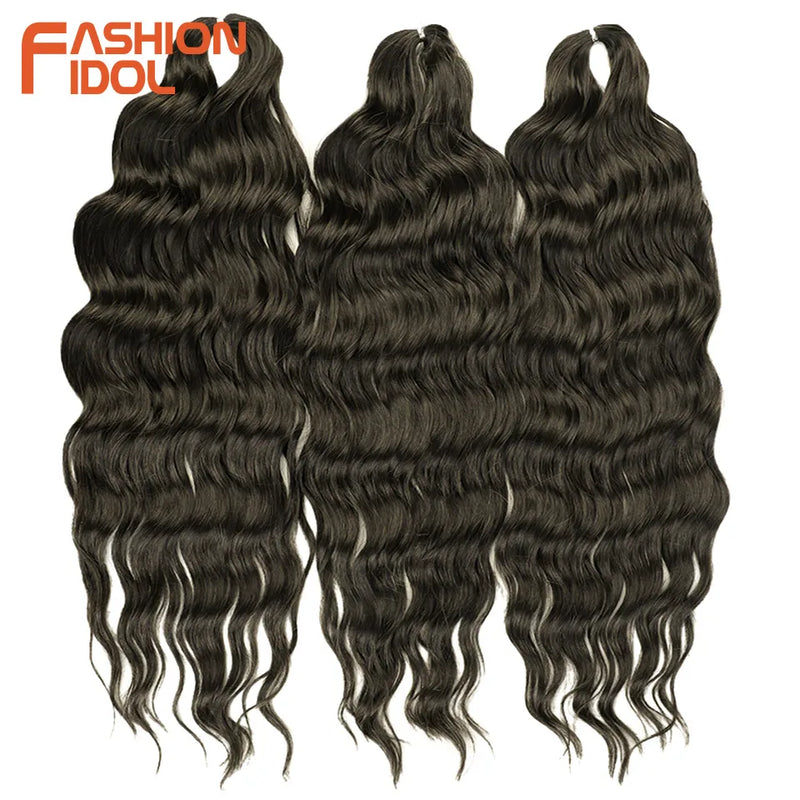 24 Inch Synthetic Hair Water Wave Braiding Hair Extensions Ombre Blonde Deep Wave Afro Curl Twist Crochet Hair for Women