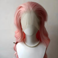 Pink Long Wavy Synthetic Wig – 13x4 Lace Front Cosplay Wig for Women