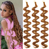 24 Inch Body Wave Braiding Hair French Curl for Goddess Box Braids Crochet Hair Braids Synthetic Hair Extensions（3pcs，T30#）