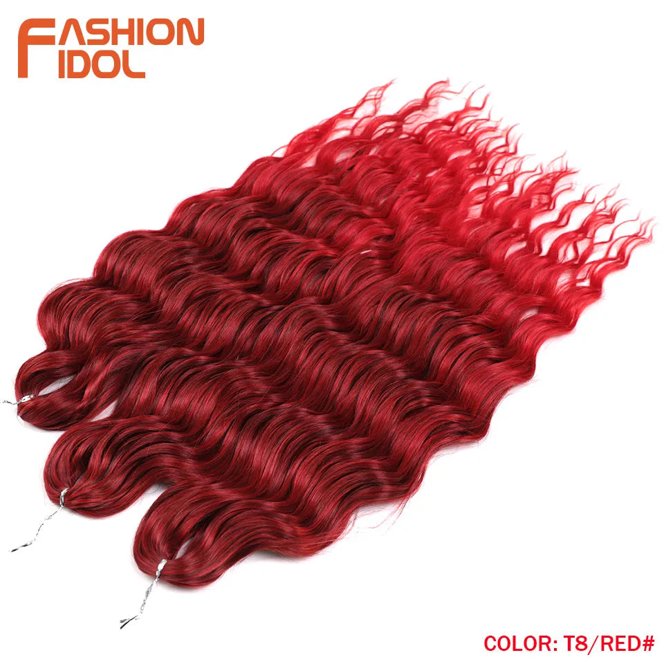 24 Inch Synthetic Hair Water Wave Braiding Hair Extensions Ombre Blonde Deep Wave Afro Curl Twist Crochet Hair for Women