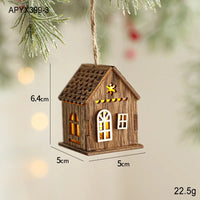 Christmas LED Light Wooden House Luminous Cabin Christmas Decorations Home Decor Night Lamp Pendant Prop LED Candle Gift
