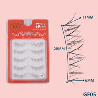 5pairs Natural False Eyelashes Thin Band Short HandMade Lighte Soft EyelashCosplay Korean Fashion Wispy Extension Makeup Tools