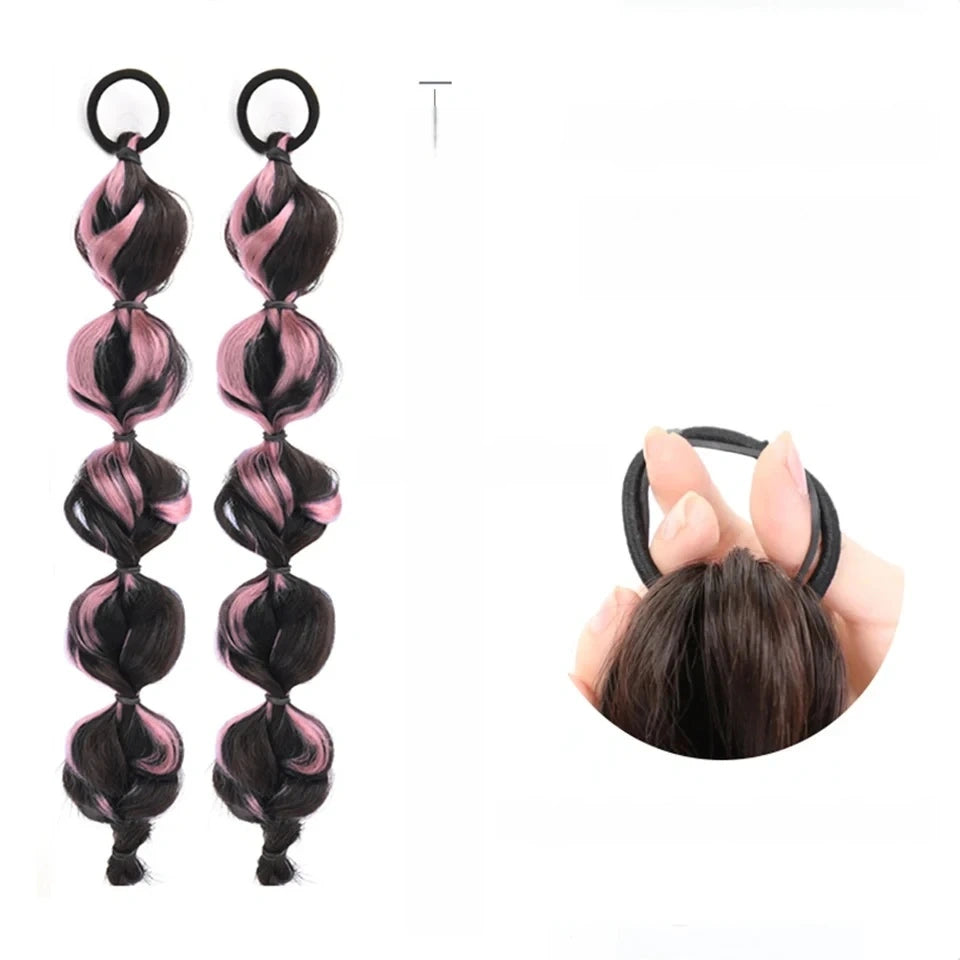 Bubble-Twist High Elastic Ponytail Wig – Synthetic Lantern Braid Hairpiece for Women (Multiple Colours)