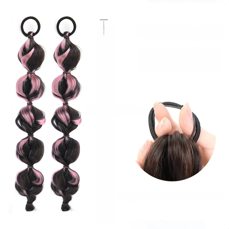 Bubble-Twist High Elastic Ponytail Wig – Synthetic Lantern Braid Hairpiece for Women (Multiple Colours)