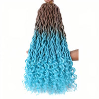 Curly Faux Locs Crochet Hair for Black Women 20In New Goddess Locs Crochet Hair With Curly Ends Ombre Blue Wavy Faux Locs Synthe