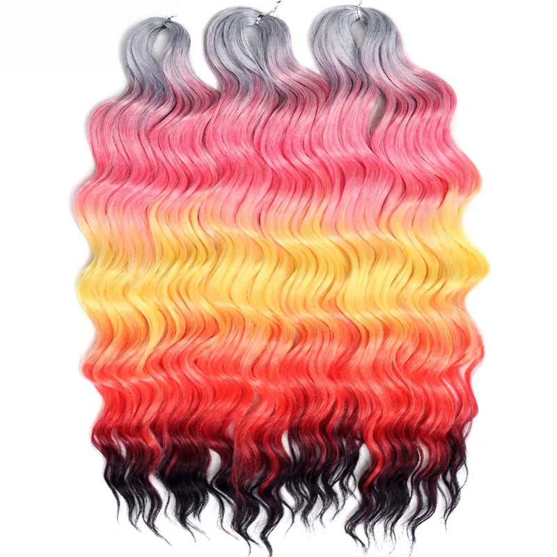 Water Wave Ombre Blonde Braiding Hair Extensions – Deep Wave Afro Curl Crochet for Women