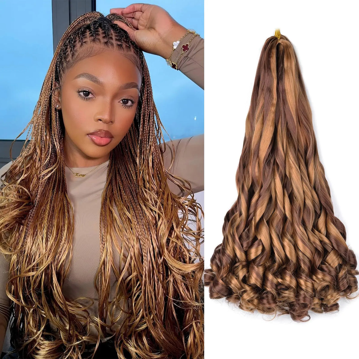 22inch Synthetic Loose Wave Crochet Hair French Curly Braiding Hair Extensions Pre Stretched Curly Crochet hair for Black Women