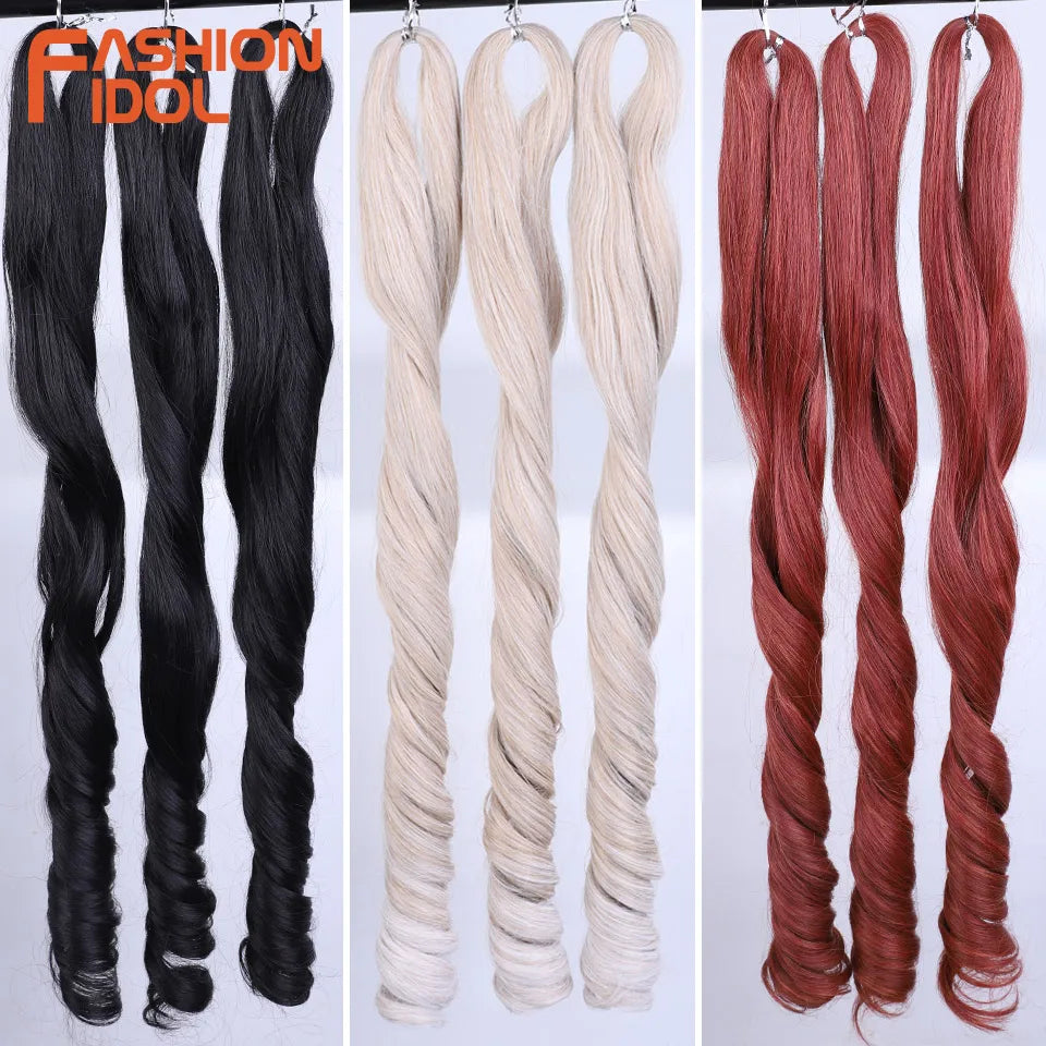 18 Inch French Curly Crochet Braiding Hair Synthetic Blonde Loose Wave Braids Hair Spiral Curls Hair Extensions