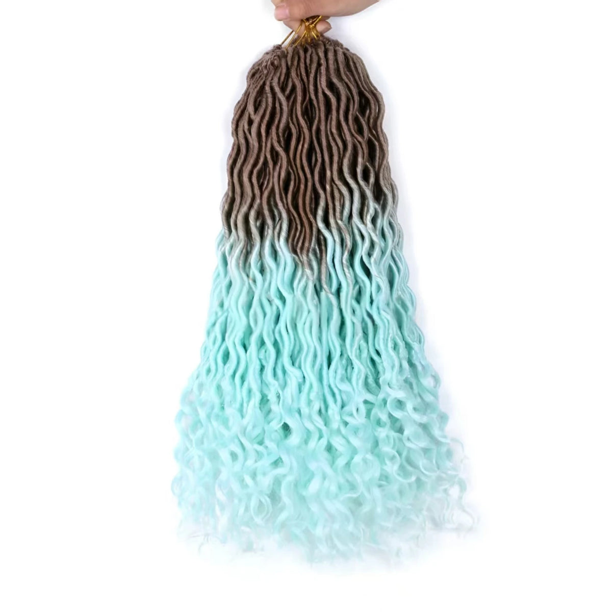 Curly Faux Locs Crochet Hair for Black Women 20In New Goddess Locs Crochet Hair With Curly Ends Ombre Blue Wavy Faux Locs Synthe