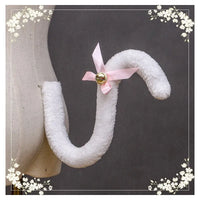 Plush Cat Tail Cosplay Accessory – Cute Anime Lolita Maid Style with Bells, Handmade Costume Prop