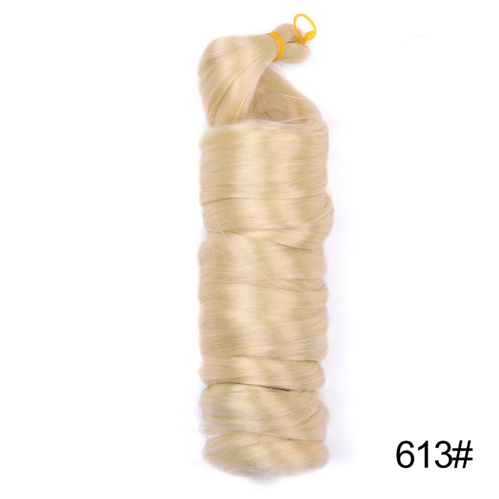 1B/Pink 24" Synthetic French Curly Braiding Hair Pre Stretched Loose Wavy Spiral Curl Crochet Braids Hair Extensions for Women