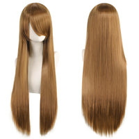 80cm Long Synthetic White Purple Cosplay Wigs Green Hair Straight Silver Wig Pink Hairpiece Lolita Wig with Bangs