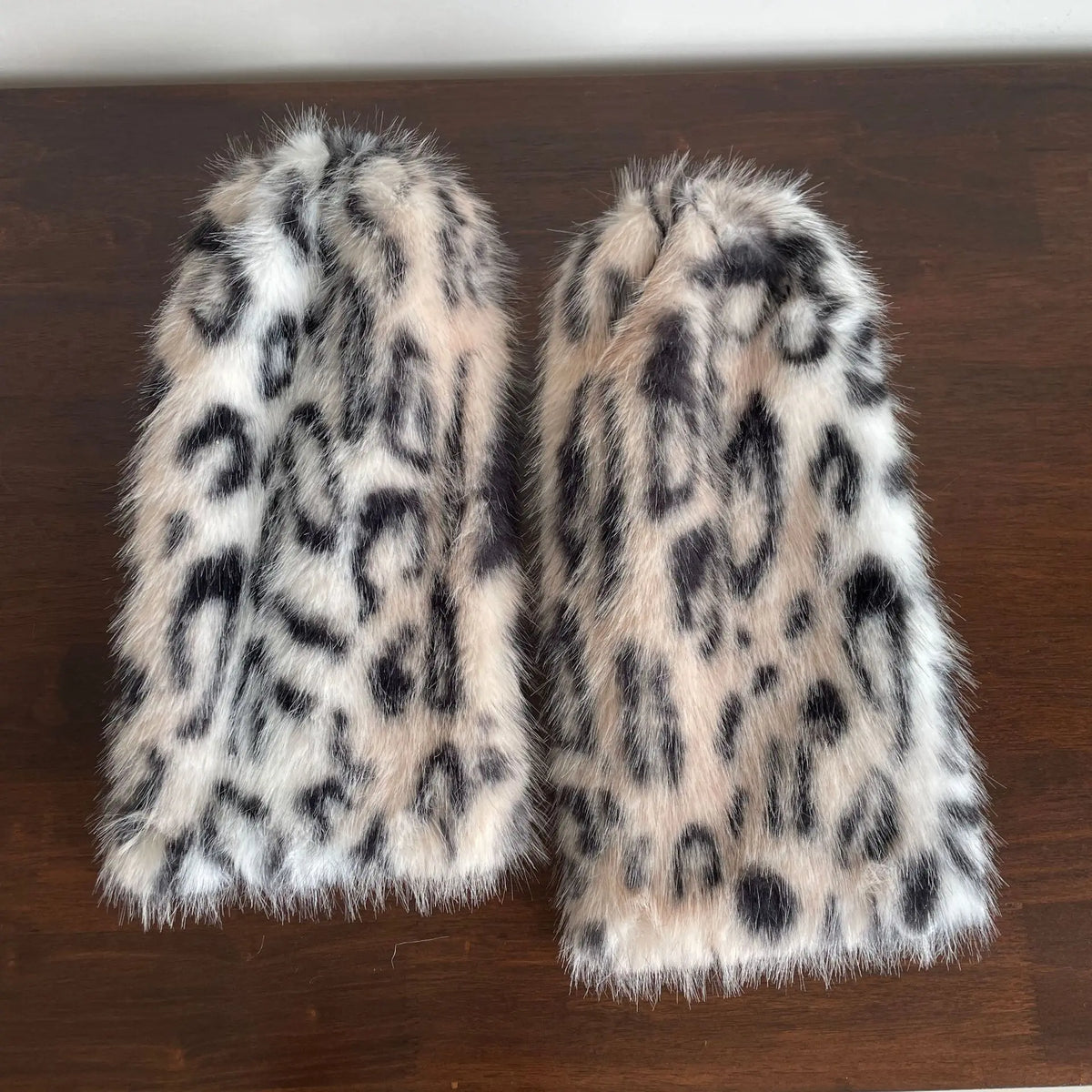 Plush Faux Fur Leg Warmers Leopard Pattern Winter Boot Covers
