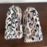 Plush Faux Fur Leg Warmers Leopard Pattern Winter Boot Covers