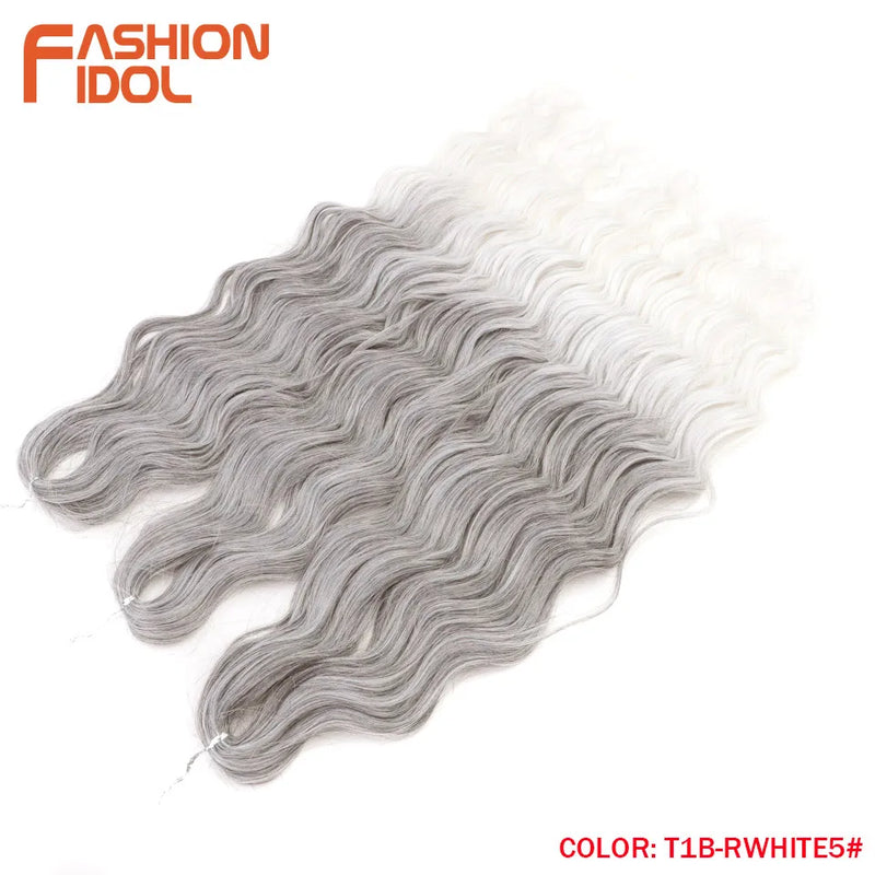 24 Inch Synthetic Hair Water Wave Braiding Hair Extensions Ombre Blonde Deep Wave Afro Curl Twist Crochet Hair for Women