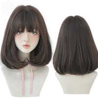 Short Black Bob Wig with Bangs – Synthetic Heat-Resistant Daily Wear Wig