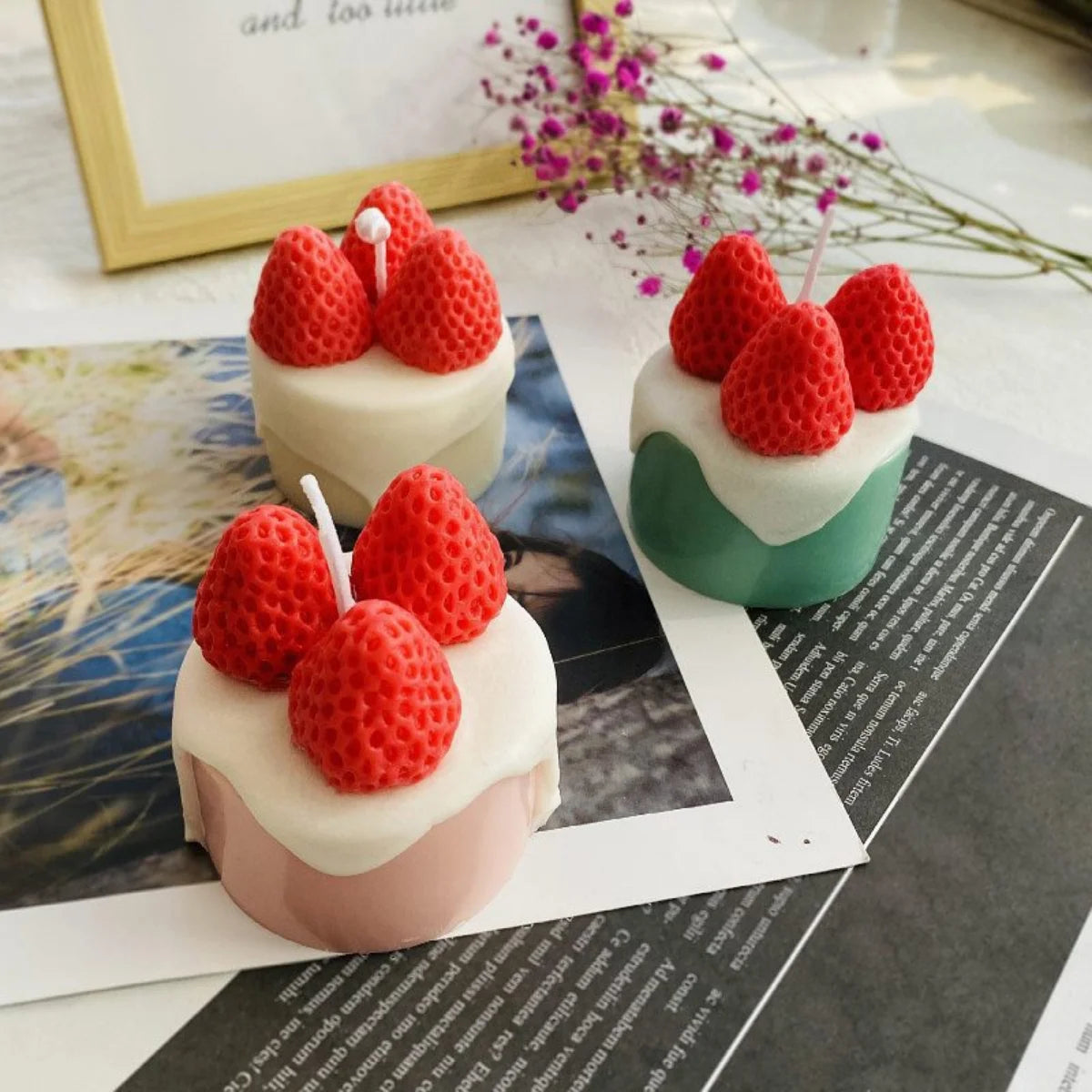 Strawberry Silicone Mould Fondant Cake Chocolate Jelly Candle Soap Making Mold