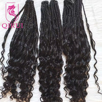 Boho Box Braids with Human Hair Curls – Pre-Looped