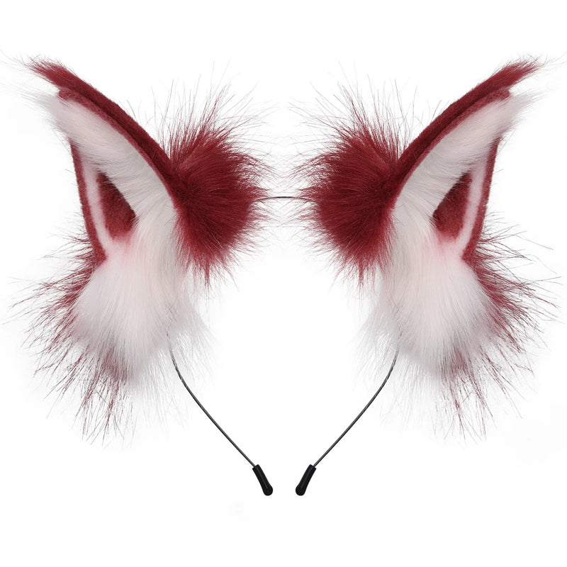 Fluffy Fox Ears Headband – Orange & White Furry Animal Costume Accessory for Cosplay & Halloween Dress Up