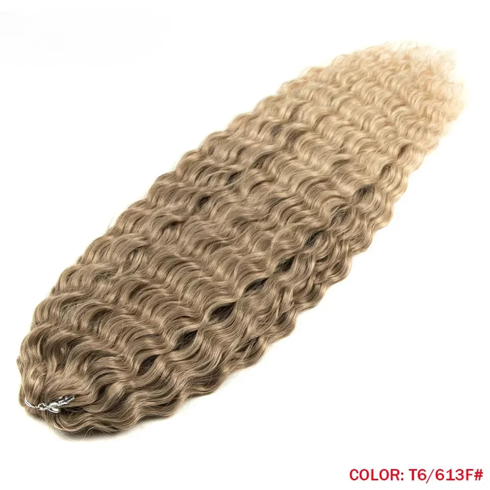 22 Inch Ombre Blonde Rainbow Water Wave Crochet Hair – 300g Synthetic Curly Braiding Extensions