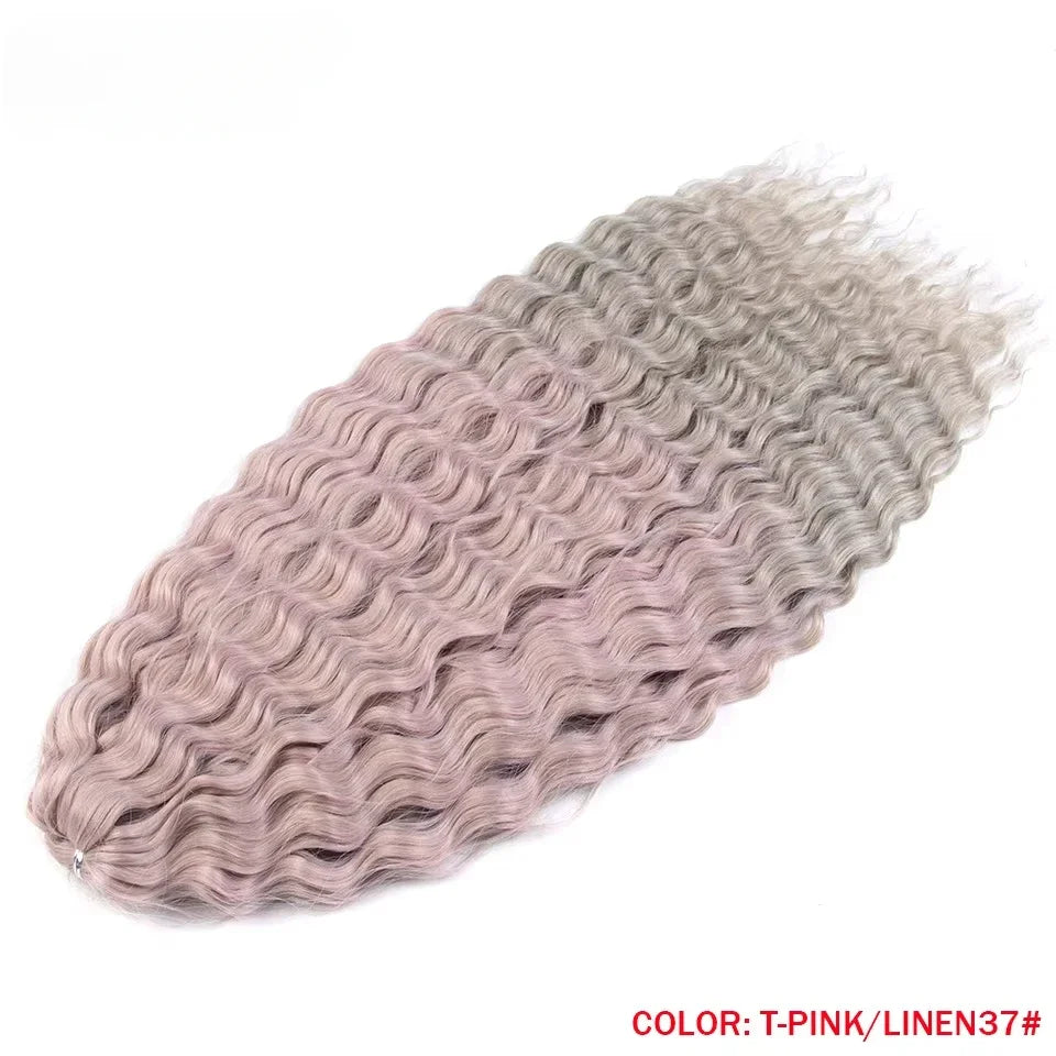 22 Inch Ombre Blonde Rainbow Water Wave Crochet Hair – 300g Synthetic Curly Braiding Extensions
