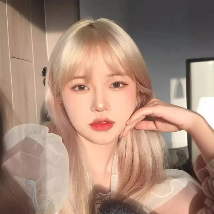 White Wig with Bangs – Long Straight Synthetic Wig, Heat Resistant, Natural Look for Women (Daily Wear, Party & Cosplay)