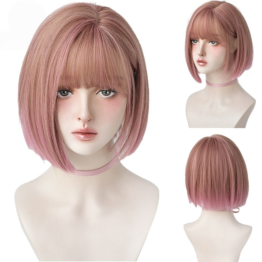 Short Black Bob Wig with Bangs – Synthetic Heat-Resistant Daily Wear Wig